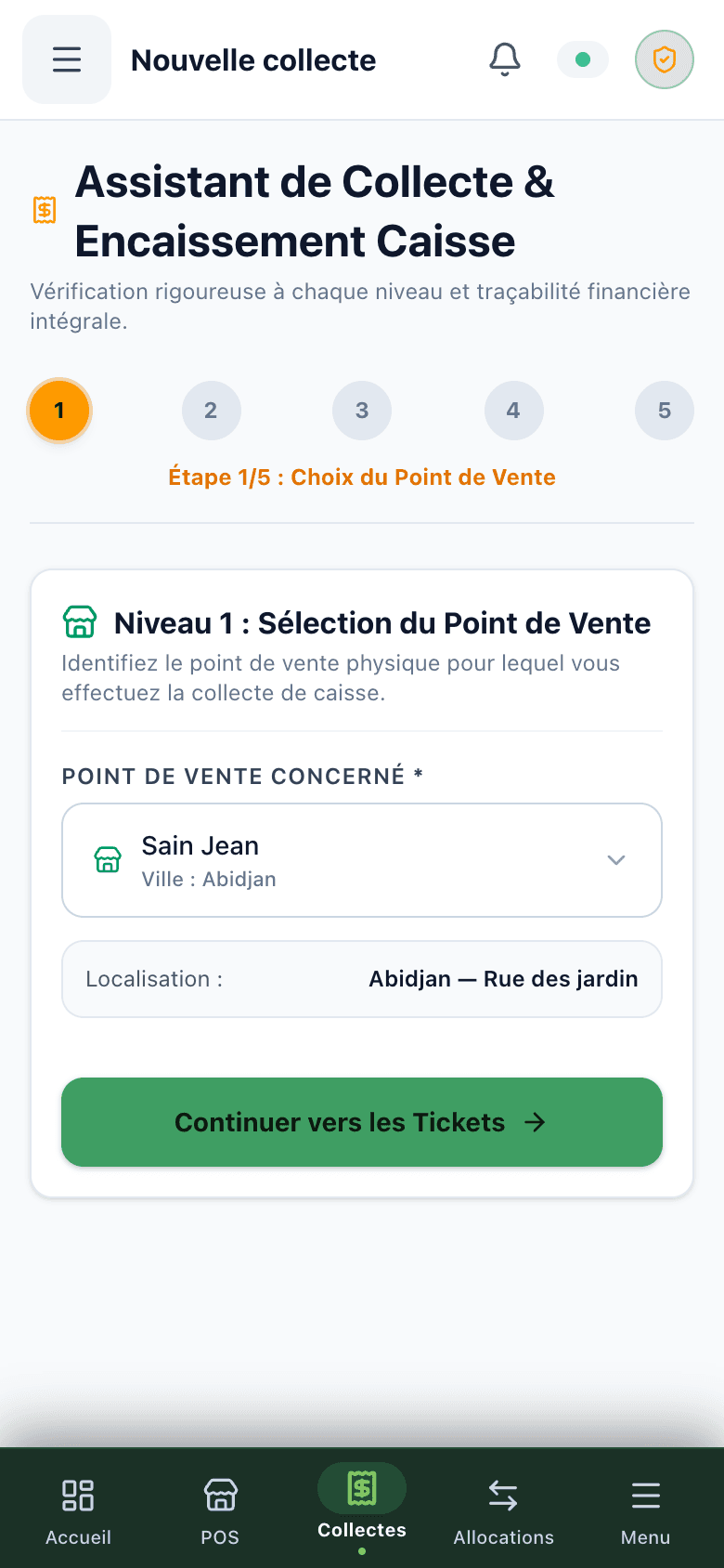 Assistant d'encaissement OptiSpace sur téléphone